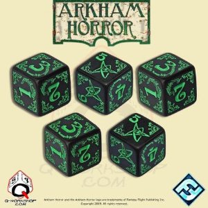 Arkham Horror Black and Green Dice Set